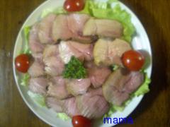 Ｘマスにおせちにも好評煮豚のニンニク生姜醤油漬け