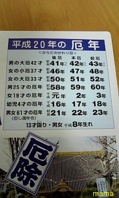 前厄本厄年後厄の人