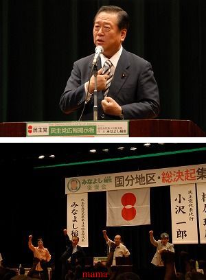 民主党が日本国旗を切り刻み、党旗に