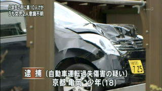 【改】京都亀岡市・集団登校に暴走車 無免許運転