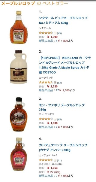 メープルシロップって結構高いんだね