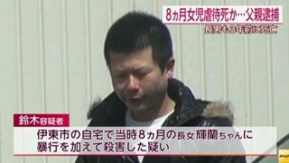 生後８カ月の長女を暴行し殺害、父親を逮捕　警察に「親戚の子供が頭を踏んだ」と説明