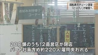 回転寿司「とっぴい」破産へ