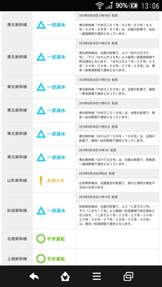 定刻に発車した新幹線は台風の影響で…