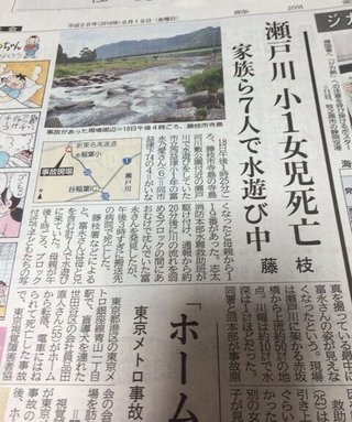 ６歳の女の子が川で死亡（静岡県）