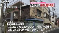 ８０代住人か、白骨化遺体を発見
東京　西東京市