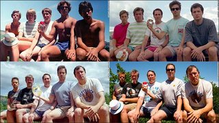 30年間5年ごとに同じ場所、順番、ポーズ、表情で撮影している親友5人組の写真