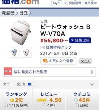 洗濯機、ビートウォッシュ購入検討中。画