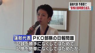 安倍首相の説明責任追及する蓮舫氏「記録を勝手になくしてはだめで、記憶を簡単になくしてはだめだ」 