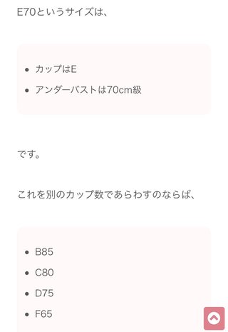 ブラジャーのサイズE70だと