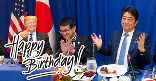 【画像あり】トランプ米大統領　安倍首相63歳の誕生日をケーキでサプライズ演出！