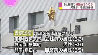 ＳＬ列車撮影で線路立ち入り容疑 89歳男性ら３人書類送検 
