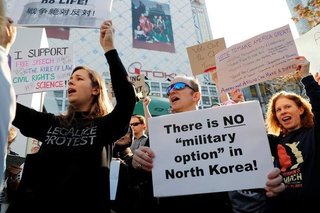 在日韓国人が日本で反トランプデモ