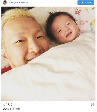 中村獅童 生後2カ月の息子との2ショットが「そっくり」だと話題に