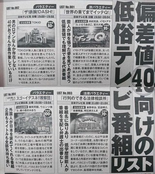 これらの番組みてる人は偏差値40らしい