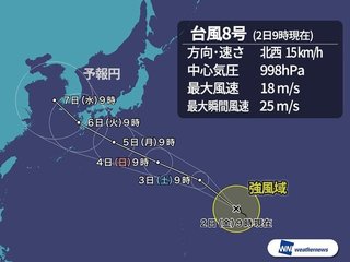 【台風８号】西日本上陸も　高気圧の勢力で進路が変化