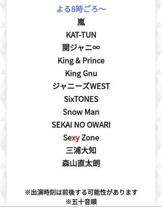 日本テレビ【ベストアーティスト２０１９】