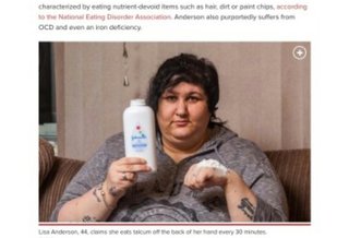 一日1本のベビーパウダーを食べてしまう“異食症”の女性（英）