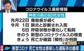 神奈川県で亡くなった80代女性は、感染が確認された70代タクシー運転手の義理の母