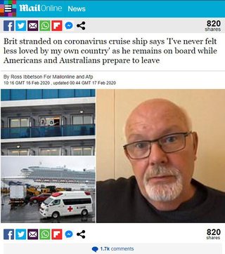 クルーズ船に取り残された英国人「私はこんなにも自分の国に愛されていないと感じたことはない」