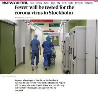 スウェーデン「新型コロナ検査はもうやらない、医療資源をあまりにも消費…今後は重症者治療に専念」