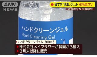 アルコール薄すぎ…“消毒”ジェル「71%」はウソ