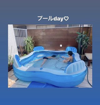 辻希美　自宅でプール開き