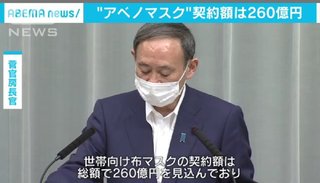 アベノマスク 260億円に修正、5月中配布完了ならず     