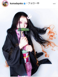 熊田曜子「鬼滅の刃」禰豆子のコスプレ姿に絶賛の嵐「クオリティ高っ」「実写版オファーがあるかも」