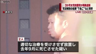 生後3カ月の女児を放置して死亡させたとして両親を逮捕