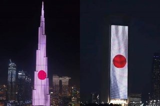UAEの名所､日本の建国記念日を祝うライトアップ「日本に平和と繁栄を！」