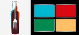 ボトルとフォークの画像のうち、最初に強く見えた色はどの色ですか？