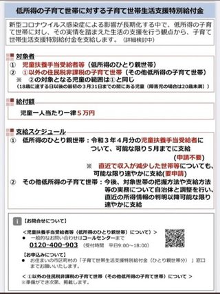 ひとり親家庭に特別給付金