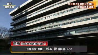 無職(43)「親に交際を認めてもらえず」中3女子を連れ出し未成年者誘拐として逮捕