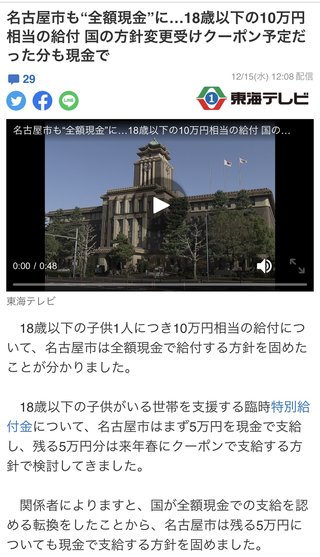 10万円給付「僕はクーポンでええ」　名古屋・河村市長が会見