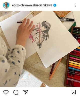 海老蔵が投稿、長女の「犬夜叉」絵に「凄い才能」「めっちゃ上手」と驚きの声 