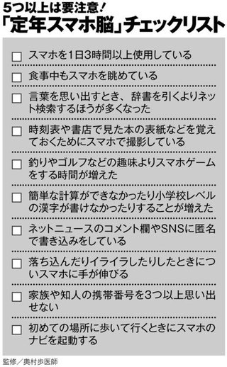 40～60代に急増　「スマホ認知症」　チェックリスト5つ以上は要注意 総務省