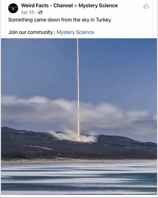 トルコで空から何かが降ってきた。 宇宙がないという証左だよ