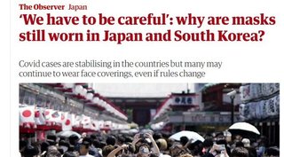 英ガーディアン紙「なぜ日本と韓国ではいまだにマスクをし続けるのか？」