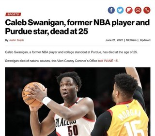 ワクチン打ってNBA ケイレブ・スワニガン  25歳、突然死