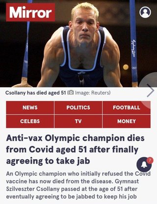 ワクチン打ってハンガリーのオリンピックの金メダリストが死亡