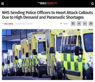 ワクチンで、医療崩壊。増加する心臓発作に対して、救急隊員の代わりに警察官