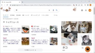 Google検索で「猫」を検索すると……猫の手が「世界ネコの日」限定 