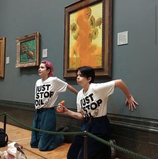 ゴッホの「ひまわり」にトマトスープ、環境団体が抗議で 英