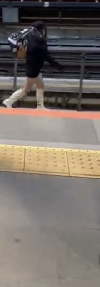 駅員の態度に腹を立てた女、線路をあるく