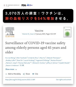 FDAの最新研究  ワクチン接種後に「急性心筋梗塞」「肺塞栓症」「播種性血管内凝固症候群」発表