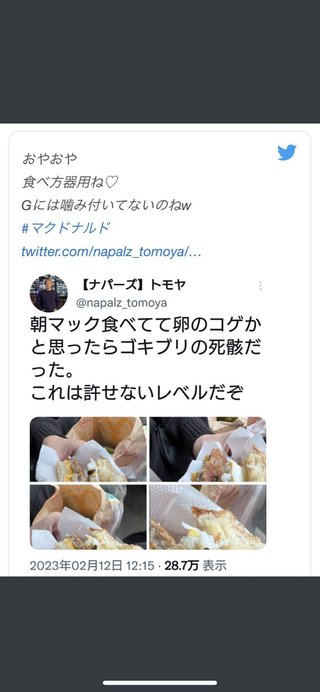 マックのバーガーに「ゴキブリの死骸」写真拡散　YouTuberが混入訴え...本社で現物調査へ