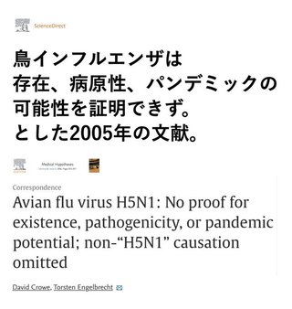 鳥インフルは 存在していない。コロナも存在していない