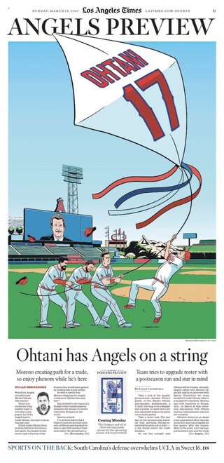 【悲報】大谷翔平さん、アメリカで風刺画が描かれてしまう