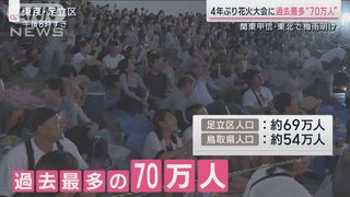 4年ぶり「足立の花火」に70万人殺到！大行列にルール破り、花火見えず引き返す人も